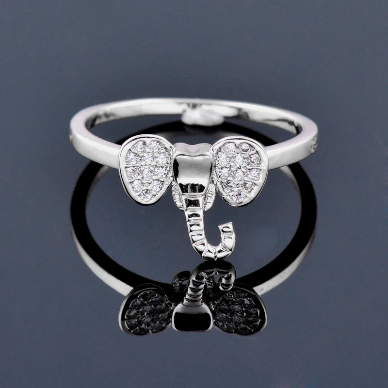 LEEKER korean style Elephant Rings For Women Rose Gold Silver Color Crystal Ring Gift for girlfriend Fashion Jewelry 431 LK6 | Украшения и