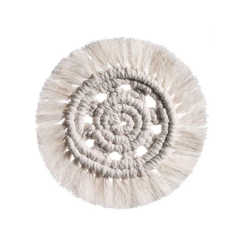 

With Tassel Thermal Insulation Bohemian Style Party Round Coaster Coffee Tea Hand Woven Kitchen Tool Wedding Protector Pads