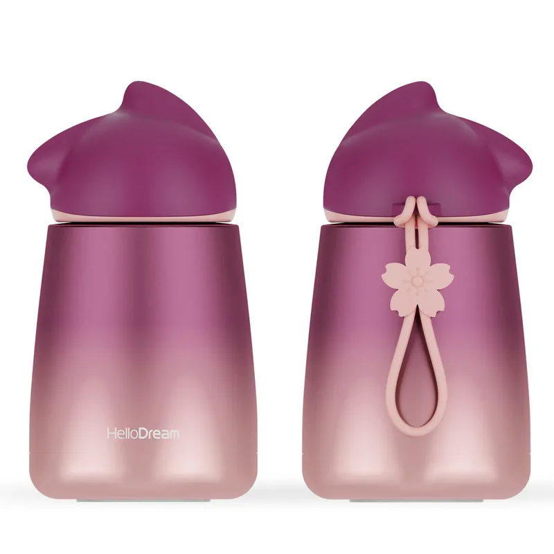 300cat-red Горячая Bpa-free двухслойный термос для кофе и молока flack stars moon sky градиентные цвета Вакуумная чашка креативные бутылки с животными modeli - Цвет: 300cat-red