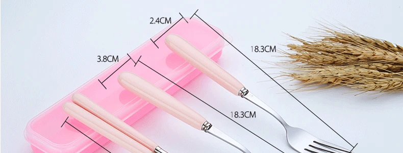 Macarons Color Coloured Glaze Ceramic Handle Stainless Steel Spoon Chopsticks Fork Tableware Set Portable Three-piece Set