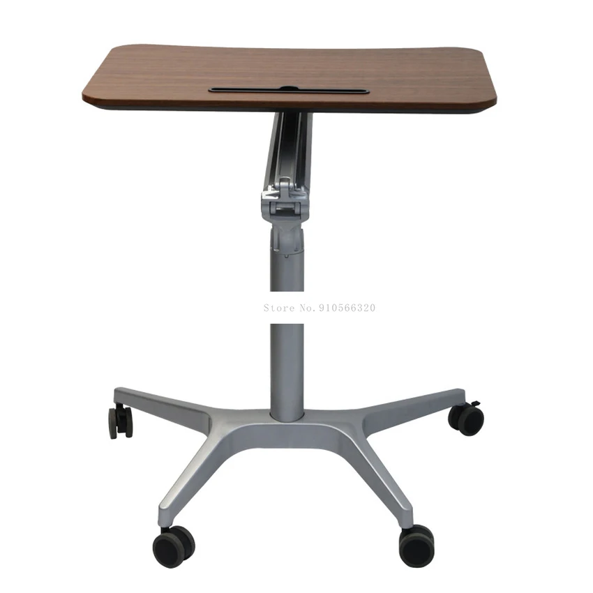 

44.5x71cm Desktop Mordern Side Table Pneumatic Lifting 77.5mm-107cm Sit/Stand Laptop Desk Notebook Tray With Wheel Movable