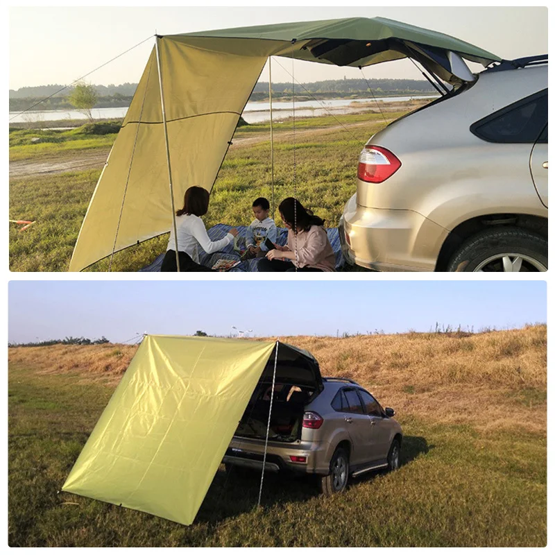 Car Rooftop Tent 150/200/440CM Car Camping Shelter Shade Portable Roof Top Tent Awning Waterproof UV SUV Rooftop Rain Canopy Car Accessories