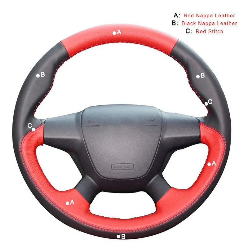 Оплетка на рулевое колесо для Ford Focus 3 2012- Kuga Escape 2013- C-MAX 2011- рулевое покрытие автомобиля кожа - Название цвета: Nappa Leather
