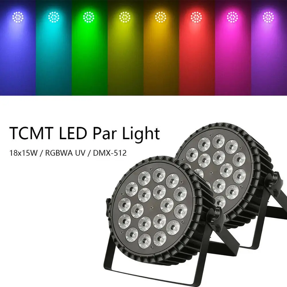 

2Pcs 18x15W PAR64 Stage Washer Light DMX-512 6 In 1 RGBWA UV LED Lighting