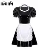 Womens Maid Sexy Costumes Ruffled Puff Sleeve Halloween Cosplay Fancy Dress with Apron Headband Femme Evening Parties Clubwear ► Photo 1/6