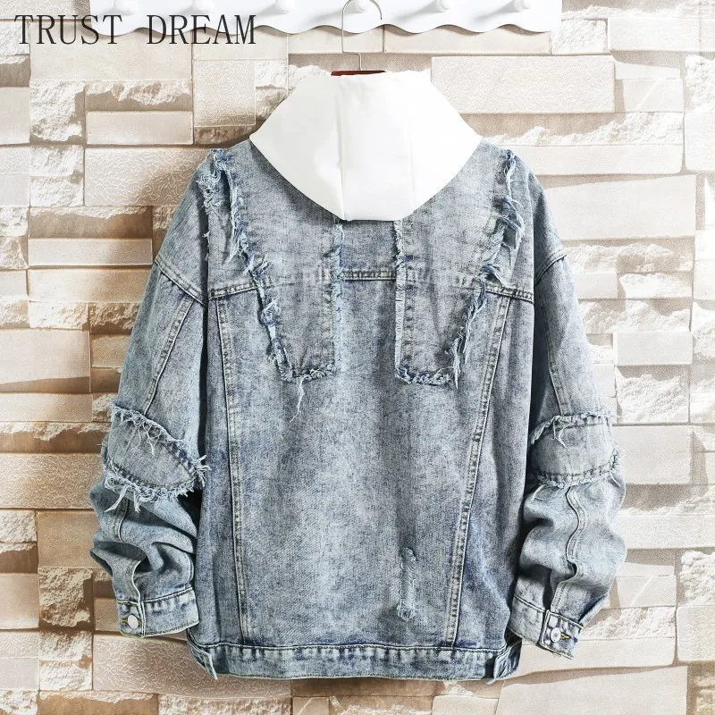 50% OFF Hip Hop Young Man Denim Jackets Loose Patchwork Men Casual Coats Club High Street Male Amazing Quality Chaqueta Hombre