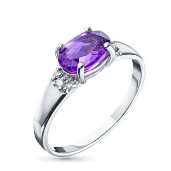 

Silver ring with diamonds and amethyst