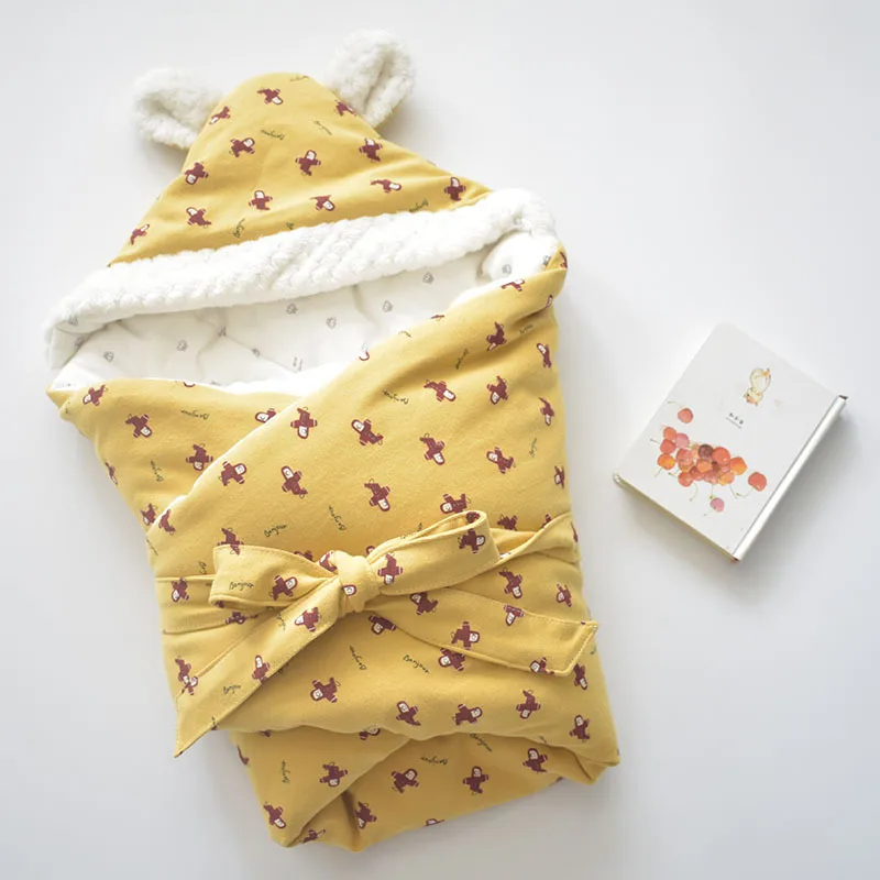 

Newborns Thick Cotton Blanket Cartoon Envelope Bag Kids Soft Keep Warm Swaddling Wrap For Baby Girl Boy Sleeping Bag 80x80cm