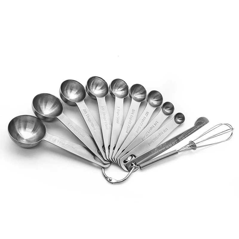 9pack Magnetic Measuring Spoon Set Stainless Steel Measuring Spoons Stackable Double-Sided Teaspoons Metal Accurate Measuring Spoons for Home Kitchen