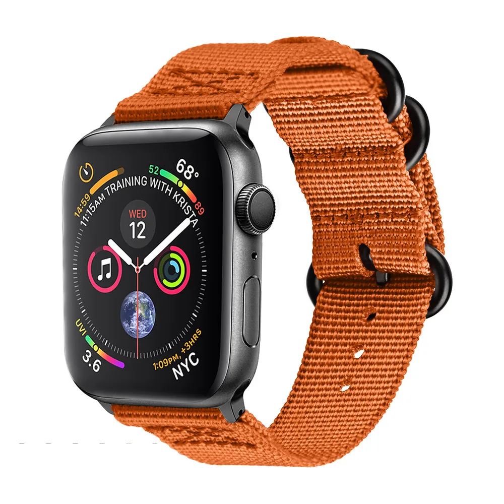 Лидер продаж нейлоновый ремешок для часов для Apple Watch Series 5 4 40 мм 44 мягкие спортивные нейлоновый браслет 38 мм/42 мм, ремешок для наручных часов iwatch 1/2/3