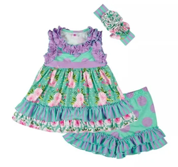 

Popular short sleeve cute print pearl summer outfit kids wearing clothing