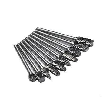 

10Pcs Hard Alloy Rotating Tungsten Steel Grinding Head Electric Grinder Accessories Grinding Head Rotating Hoe 6Mm