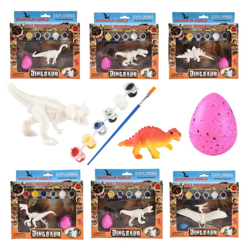 Creativiteit Diy Geschilderd Kleur Dinosaurus Model Tyrannosaurus Graffiti Tekening Dino Ei Kinderen Puzzel Educatief Vinyl Speelgoed Tekenspeelgoed Aliexpress