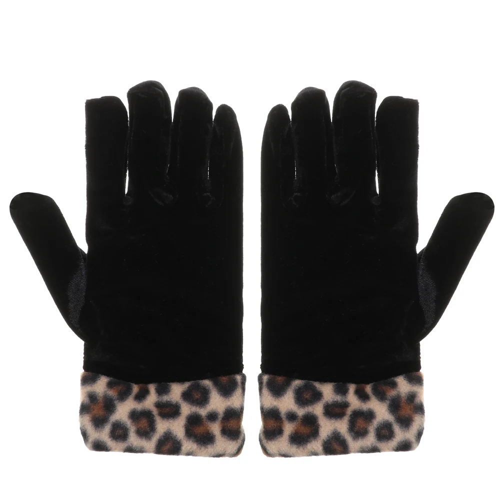 Fashion Elegant Female Velvet Wool Touch Screen Gloves Winter Warm Full Finger