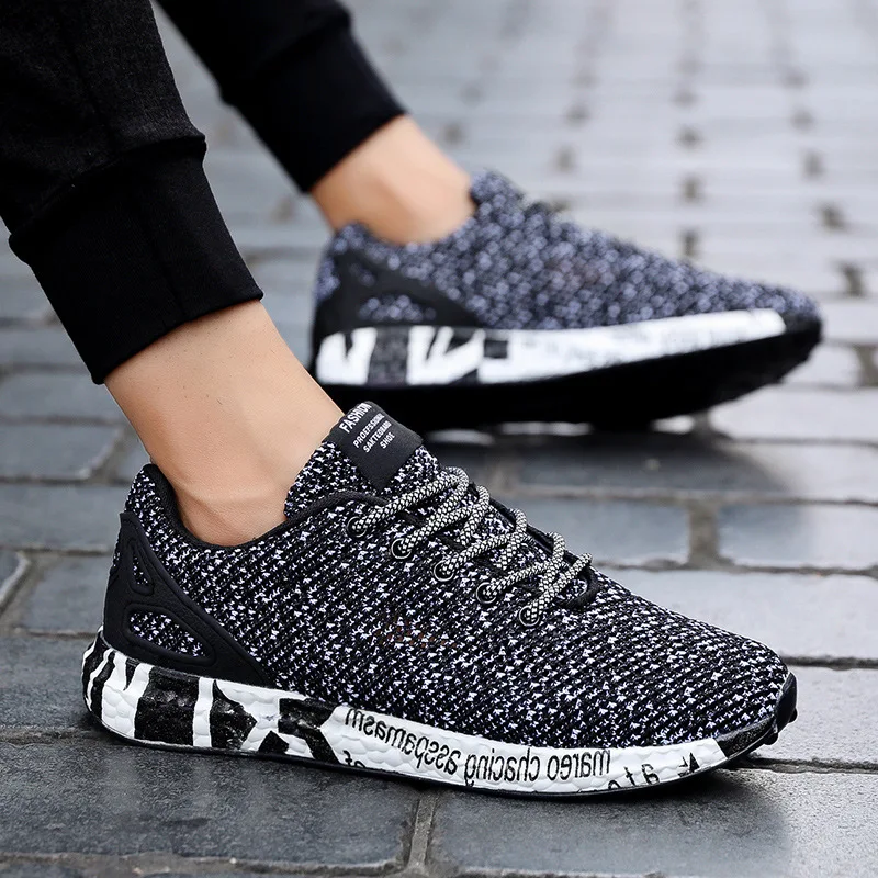 

2019 New Spring Casual Comfortable Shoes Fashion Lightweight Brand Men Shoes Black Vulcanize Breathable Shoes For Men U2-70