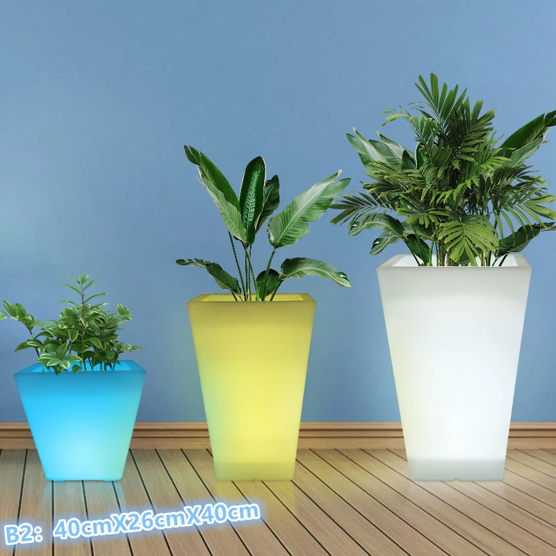 Waterproof multicolor rechargeable Square Small S glowing LED Flower pot plant pot cube plastic led ice bucket