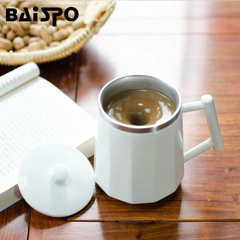 BAISPO, интеллектуальная автоматическая кружка с контролем температуры, чашка для смешивания без зарядки, кружка для кофе, молока, Микс, креативная чашка-термос для ленивых