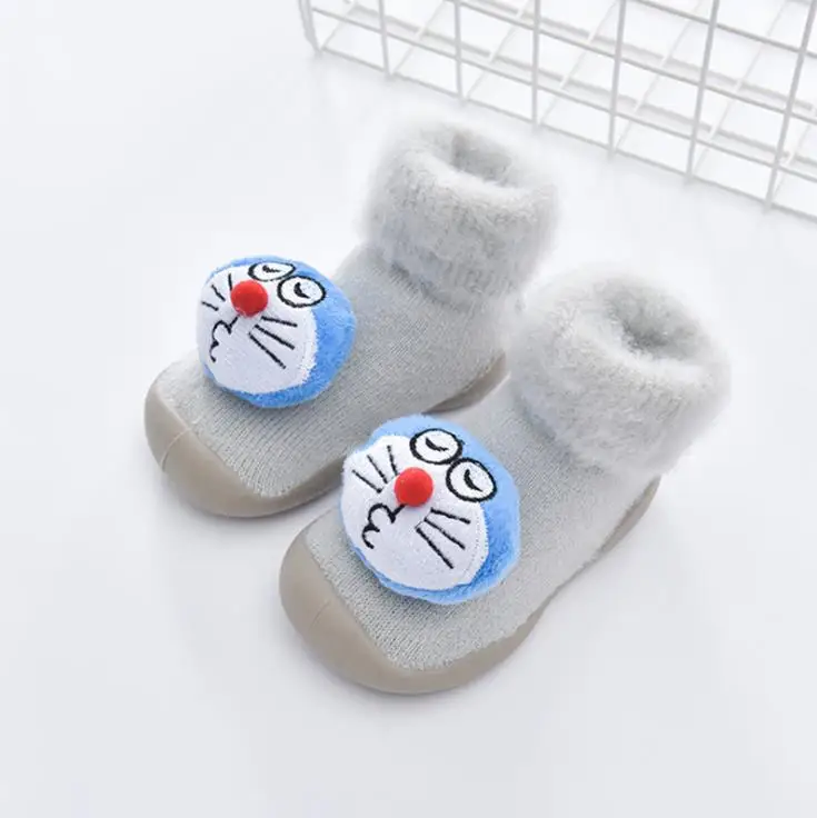 Jingle cat thicker Обувь для малышей Нескользящие новогодние носки с изображением животных, рождественской елки, лося, Санта Клауса обувь-тапочки толстые носки tz01 - Цвет: Jingle cat thicker