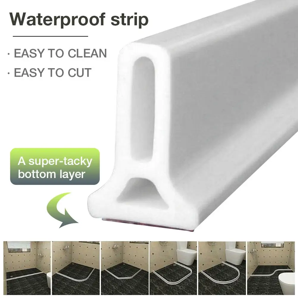 

Bathroom Water Stopper Flood Shower Barrier Rubber Dam Silicon Water Blocker Dry And Wet Separation Collapsible Shower Threshold