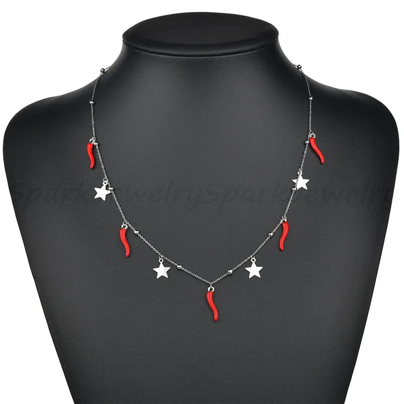 Spark Фантастическая звезда Чили ожерелье с подвеской простое ожерелье из нержавеющей стали цепь s для женщин Шарм ювелирные изделия подарок на день рождения колье