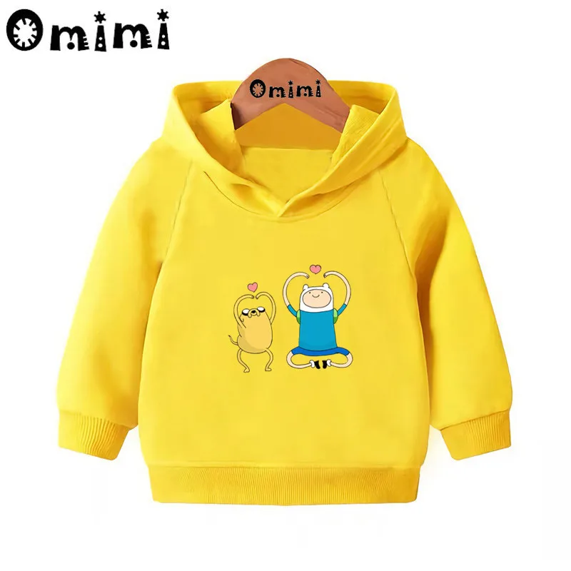 Adventure Time Finn& Jaker/забавные свитшоты; детские толстовки с капюшоном; крутой пуловер для малышей; топы для девочек и мальчиков; осенняя одежда; KMT5200