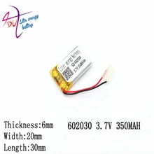 10pcs3. 7V литиевая батарея 062030 602030 350MAH литровая энергия MP5 игрушка Батарея звуковая карта