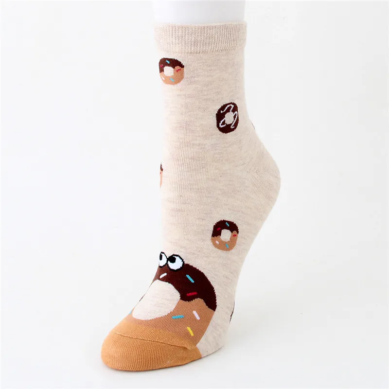 New arrival women's lovely cartoon socks spring autumn-winter funny food sock ladies and woman's art cotton socks - Цвет: khaki socks