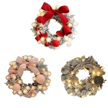 

Christmas Wreath Handmade Rattan Pendant Garland Christmas Tree Door Decoration Wreath Light String