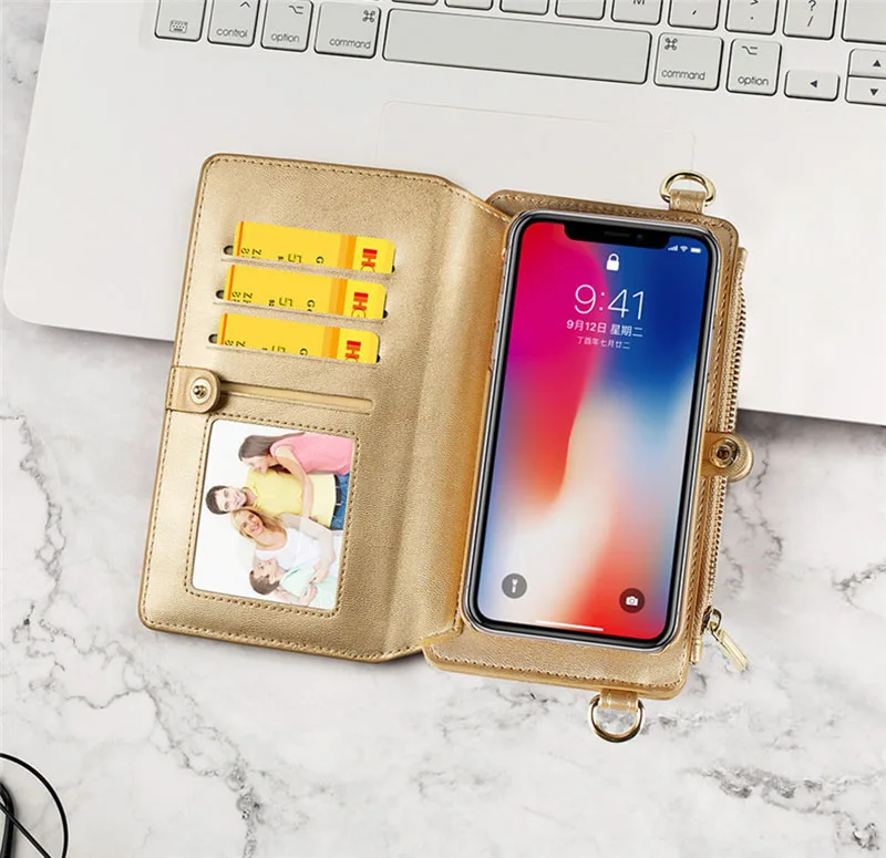 Чехол-кошелек для iPhone XR XS Max X 6 7 8 Plus, съемный чехол для телефона, женский, 4 в 1, кожаная сумка через плечо, сумочка с отделением для карт