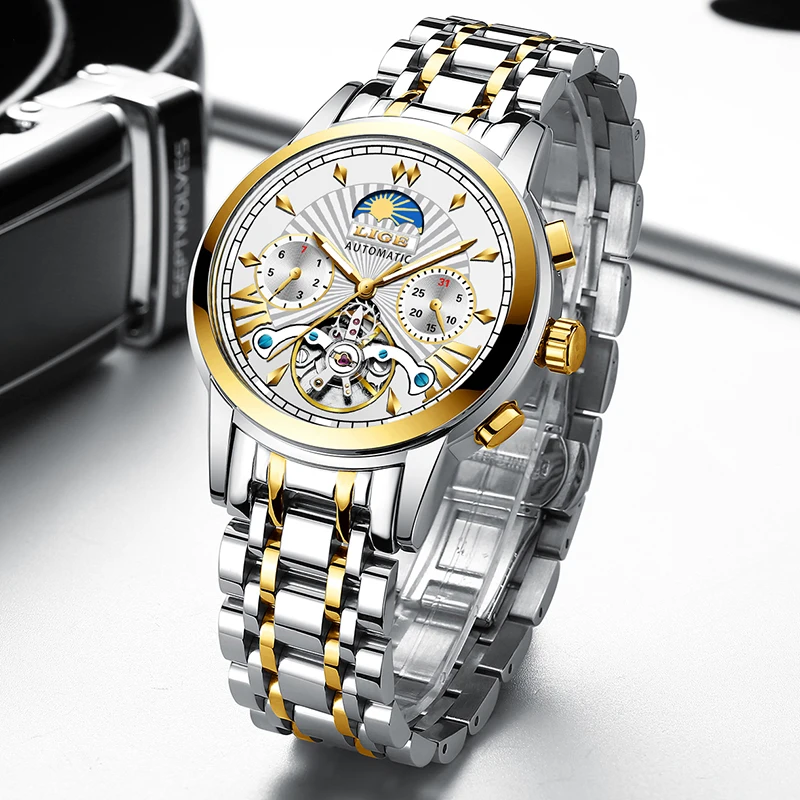 Новинка LIGE модные деловые мужские s наручные часы Tourbillon автоматические механические часы мужские водонепроницаемые часы со скелетом Montre Homme+ коробка