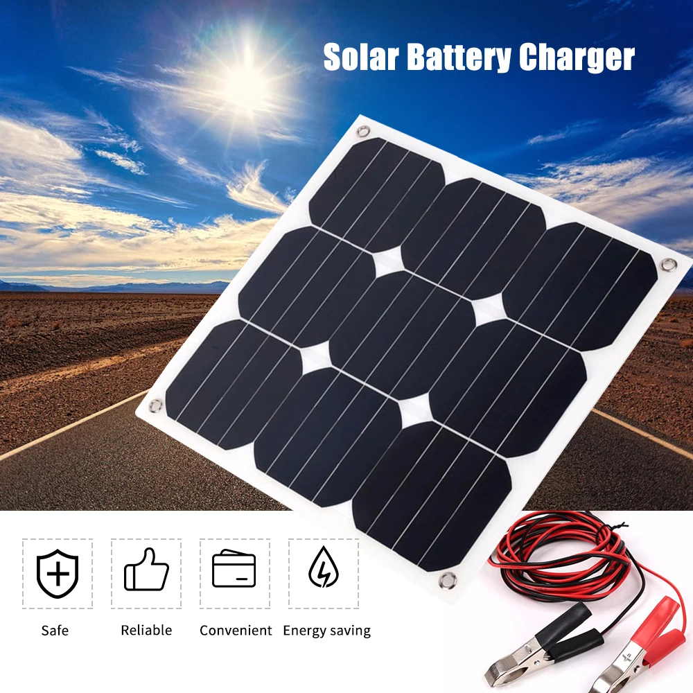 

Waterproof Solar Charger for Car Boat Garden Fountain Flexible Solar Panel High Efficiency Monocrystalline Silicon Solar Cell