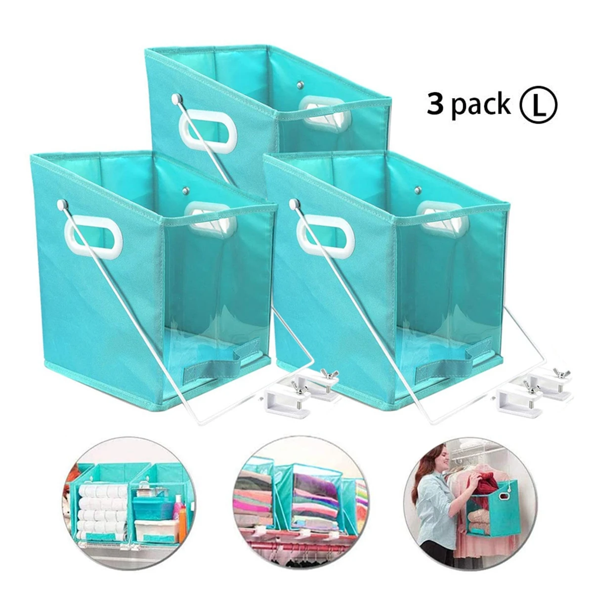 

Faroot 1/3PC Clothes Storage Basket, See-Through Box, Sundries Sorting Stand Large Capacity Handles Lanyard Square Holder