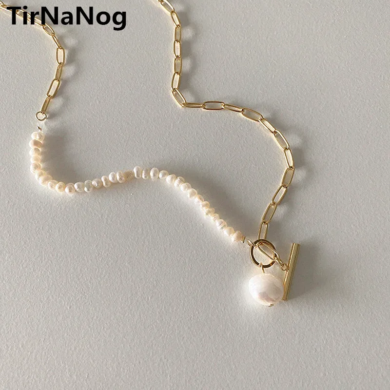 

French Sweet Romantic Contracted Baroque Natural Freshwater Pearl Necklace Restoring Ancient Ways OT Collarbone Chain Necklace