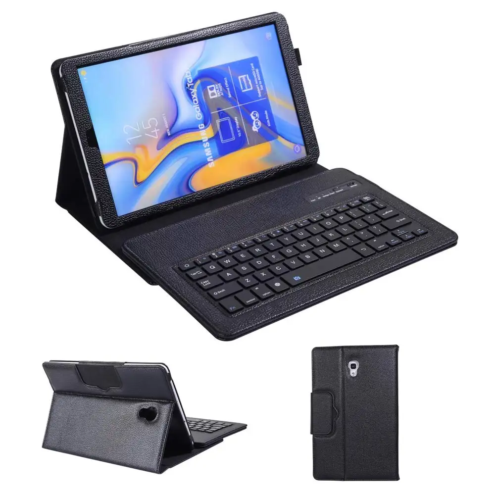 Магнитный чехол для samsung Galaxy Tab A 10,5 T590 T595 с клавиатурой Bluetooth PU съемный чехол для samsung T595 - Цвет: Black