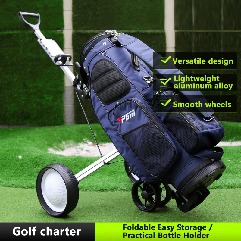 Легкая Складная Тележка для гольфа тележка из алюминиевого сплава с тормозом Регулируемая нажимная тележка для гольфа сумка для гольфа M2203