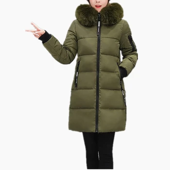 

2019 new Women Winter Coats Long Cotton Casual Fur Hooded Jackets Women Thick Warm Winter Parkas Female Overcoat Coat