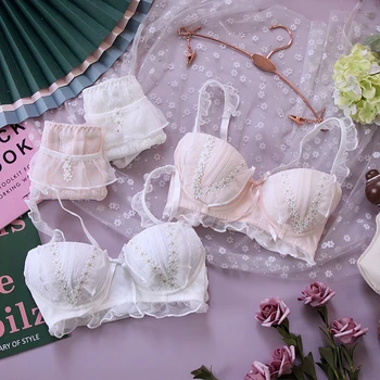 

Sexy Cute Lolita Daisy Flower Fairy Elegant Sweet Push Up Bra & Panties Sets young Girl Kawaii Students Lingerie set