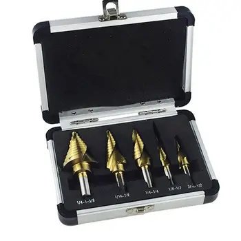 

5pcs Hss Cobalt Multiple Hole 50 Sizes Step Drill Bit Set with Aluminum Case
