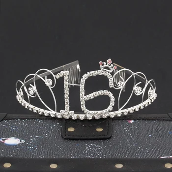

Happy 16th Birthday Party Decorations Supplies for Girl Sweet 16 Birthday Party Tiara Rhinestone Crown Headband Hair Accessories