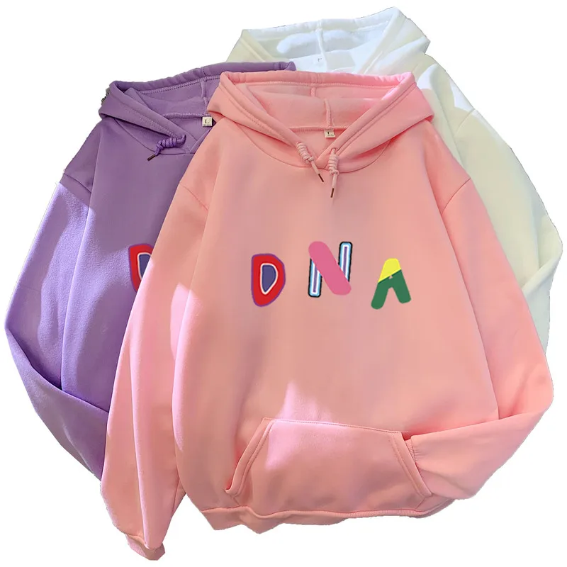 

2020 New Kpop Hoodies Casual Letters Printed Women Winter Fleece Sweatshirt Hoody Hit Color Patchwork Pullover