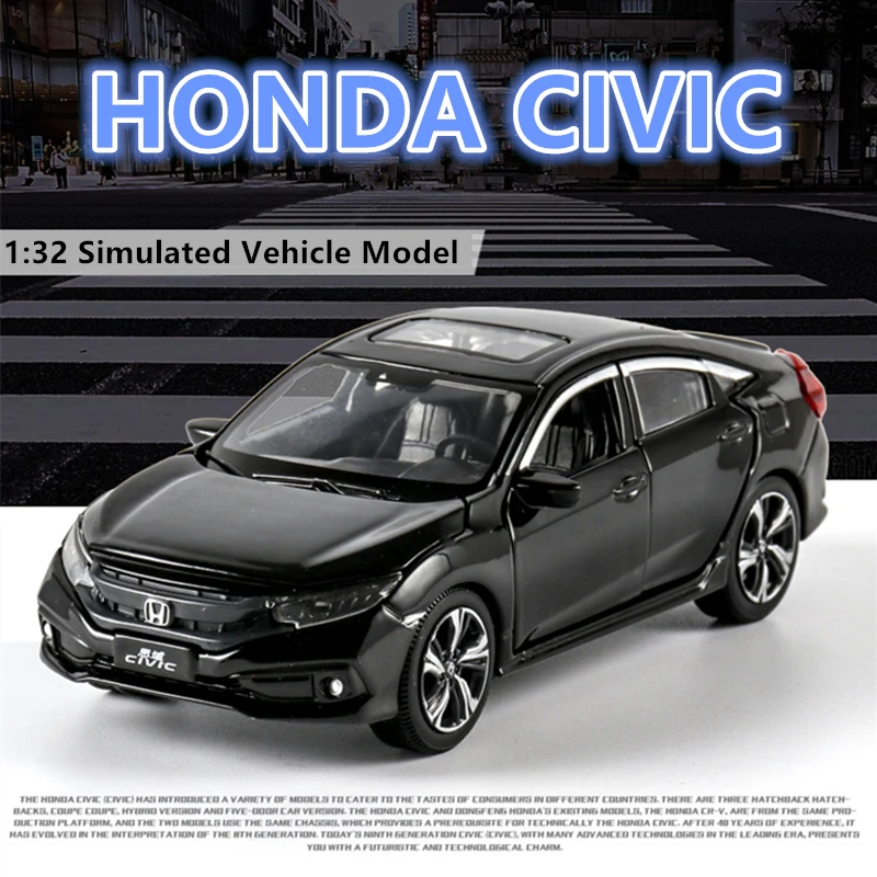 

1:32 Honda Civic with sound and light door opening alloy children's toy car model collection gift pull-back vehicle