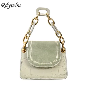 

Rdywbu Crocodile Mini Crossbody Bags For Women Nubuck Leather Designer Shoulder Bag Phone Purses Embroidery Chain Handbag B221