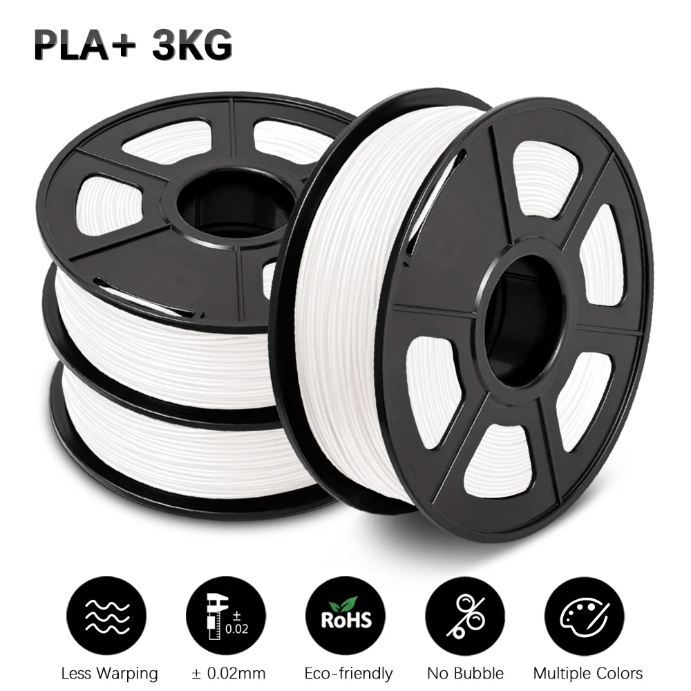 GOHIGH 3 Rolls PLA PLUS Filament 3D Printer Filament 1.75MM Pollution-free Material for 3D Printer 