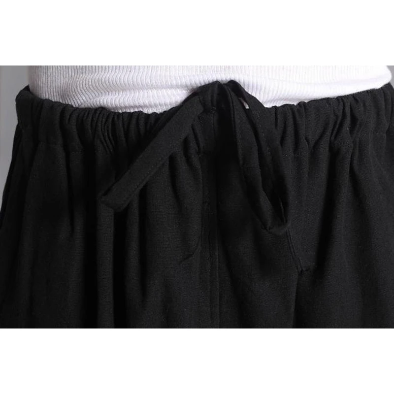Long Trousers Men pants Cotton Chinese Traditional Men's Kung Fu Pants Wu Shu Tai Chi Elastic Waist Loose joggers men cotton monk pants