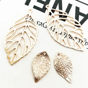 

Golden Alloy Hollow Leaves Shapes Charms Pendants For DIY Fashion Craft Jewelry Earrings Making Accessories
