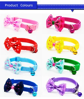 

Colorful Adjustable Polyester Pet Collars With Bowknot Bells Charm Necklace Collar For Little Dogs Cat Pet Supplies