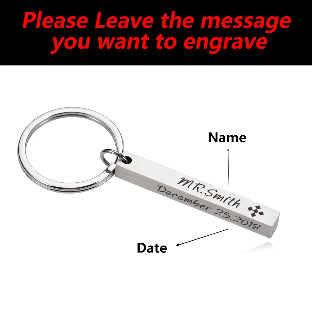 Custom Engraved 3D Rectangle Keychain Key Ring