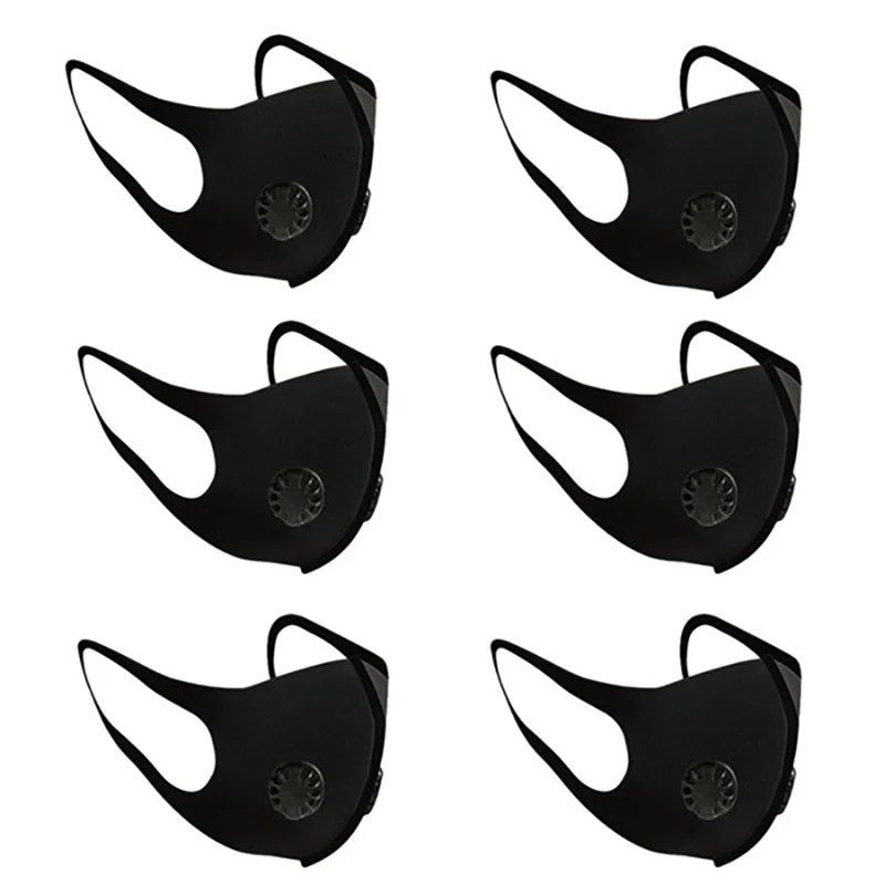

6Pcs Double Valve Anti-Pollution Mask Air Purifying PM2.5 Filter Face Mask Dustproof Anti Dust Breathable Washable Mask