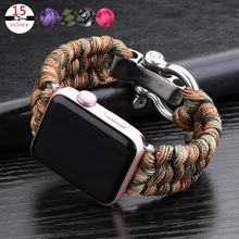 

Sport Watch Strap for Apple Watch 44mm 42mm 38mm 40mm Survival Outdoor Bracelet for Apple Watch Series 6 5 4 3 SE Nylon Rope