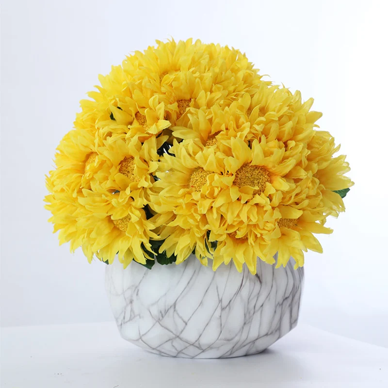 

10 Heads/Bunch Artificial Sunflower Home Decoration Yellow Flower For Living Room Wedding Accessories Party Decor Fake Flowers